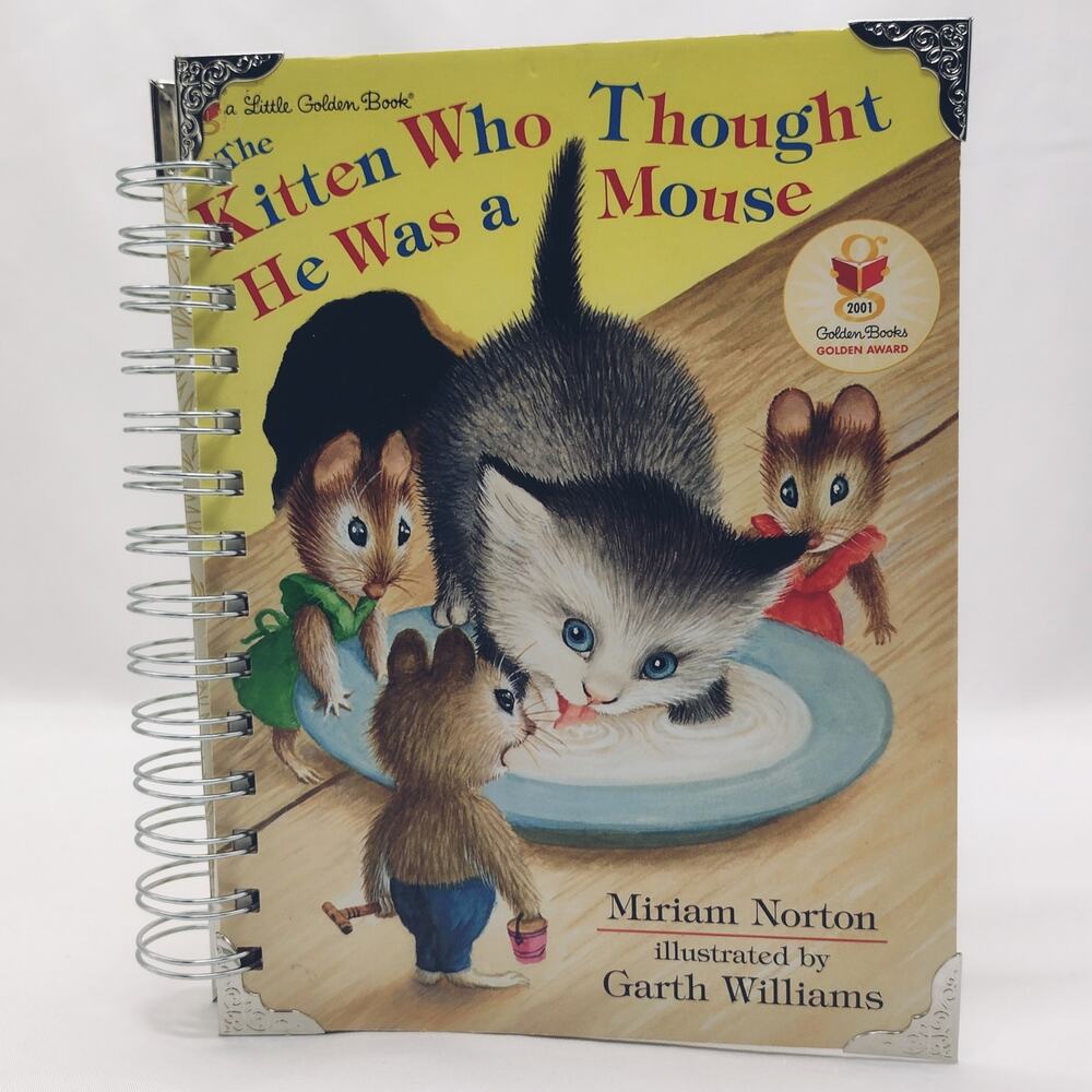 Recycled Spiral Notebook Diary, The Kitten Who Thought, Altered Book Journal